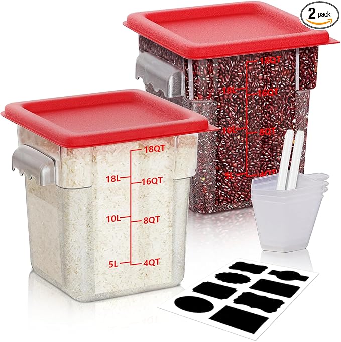 18 QT Commercial Food Storage Containers: 2 PCS [Sous Vide] [NSF Certified] Clear Sous Vide Container with Lids Scales Handles for Home Restaurant Kitchen Storage Dough Proofing New3