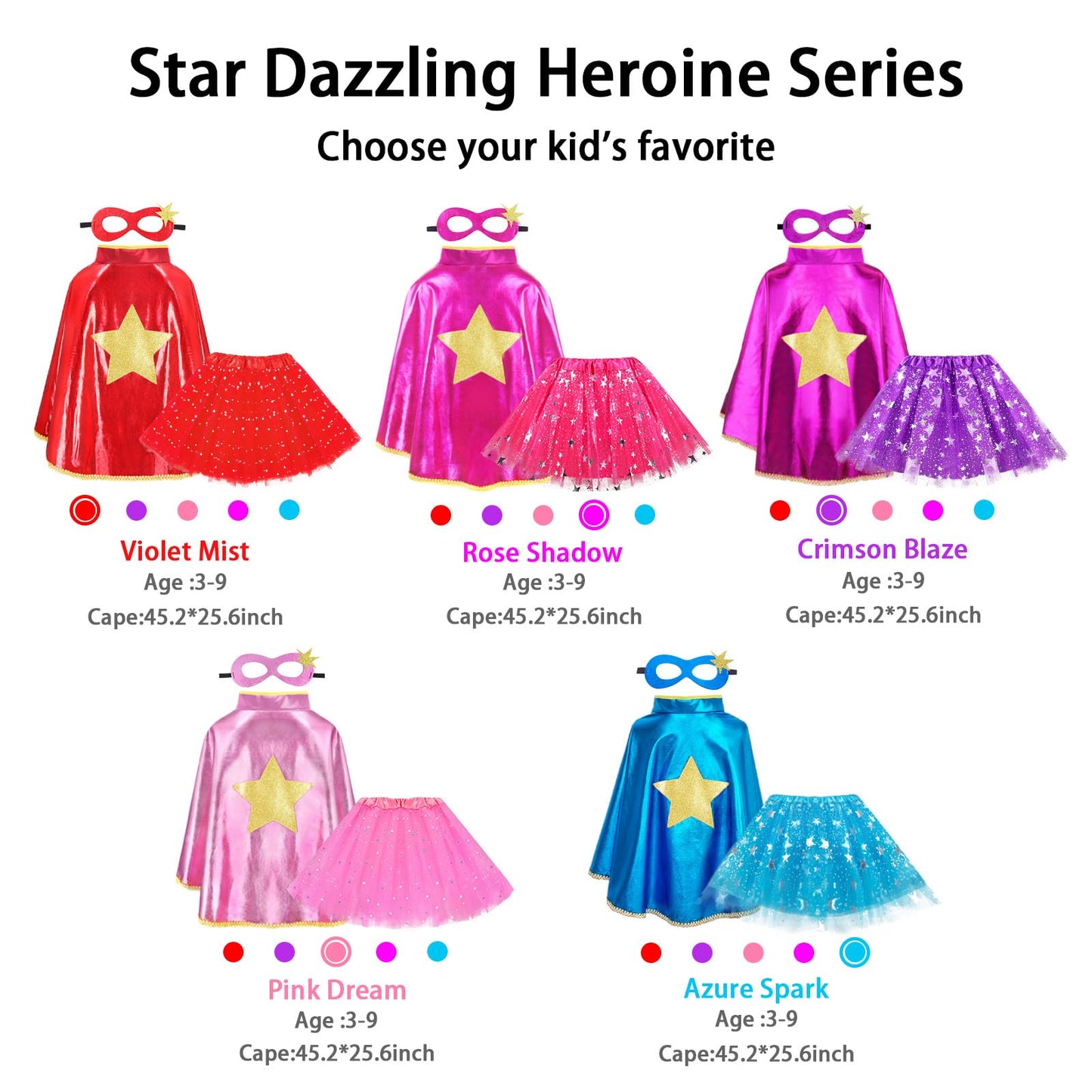 iROLEWIN Kids-Superhero-Cape and Mask TuTu for Girls Super Hero Costume as Toddler Dress-Up Clothes School Play Party Gifts