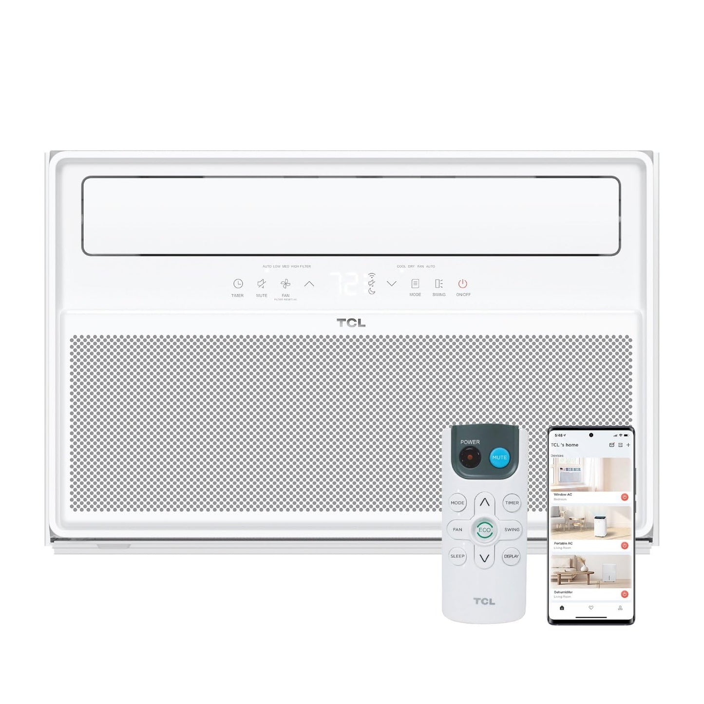 TCL 12,000 BTU Q-Series Smart Inverter Window AC, Ultra-Quiet 38dB Fan & 40dB Cooling, 38% Energy Saving, 3-Step Install, Open-a