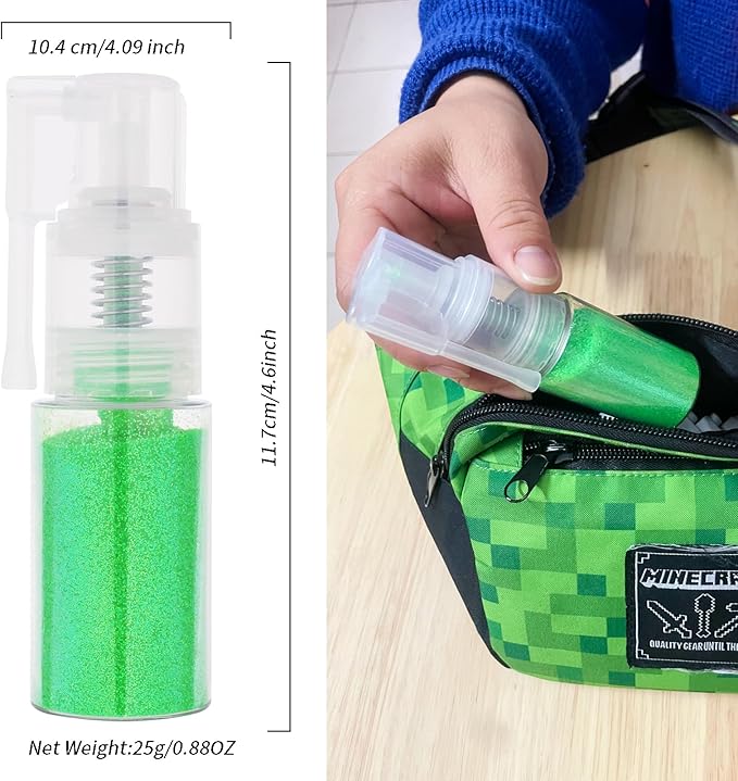 MEICOLY Green Body Hair Glitter Spray,25g/0.88OZ,Shinny Sparkle Glitter Spray for Clothes,Loose Shimmer Hairspray for Festival Rave Makeup/Stage Performance,Lightweight