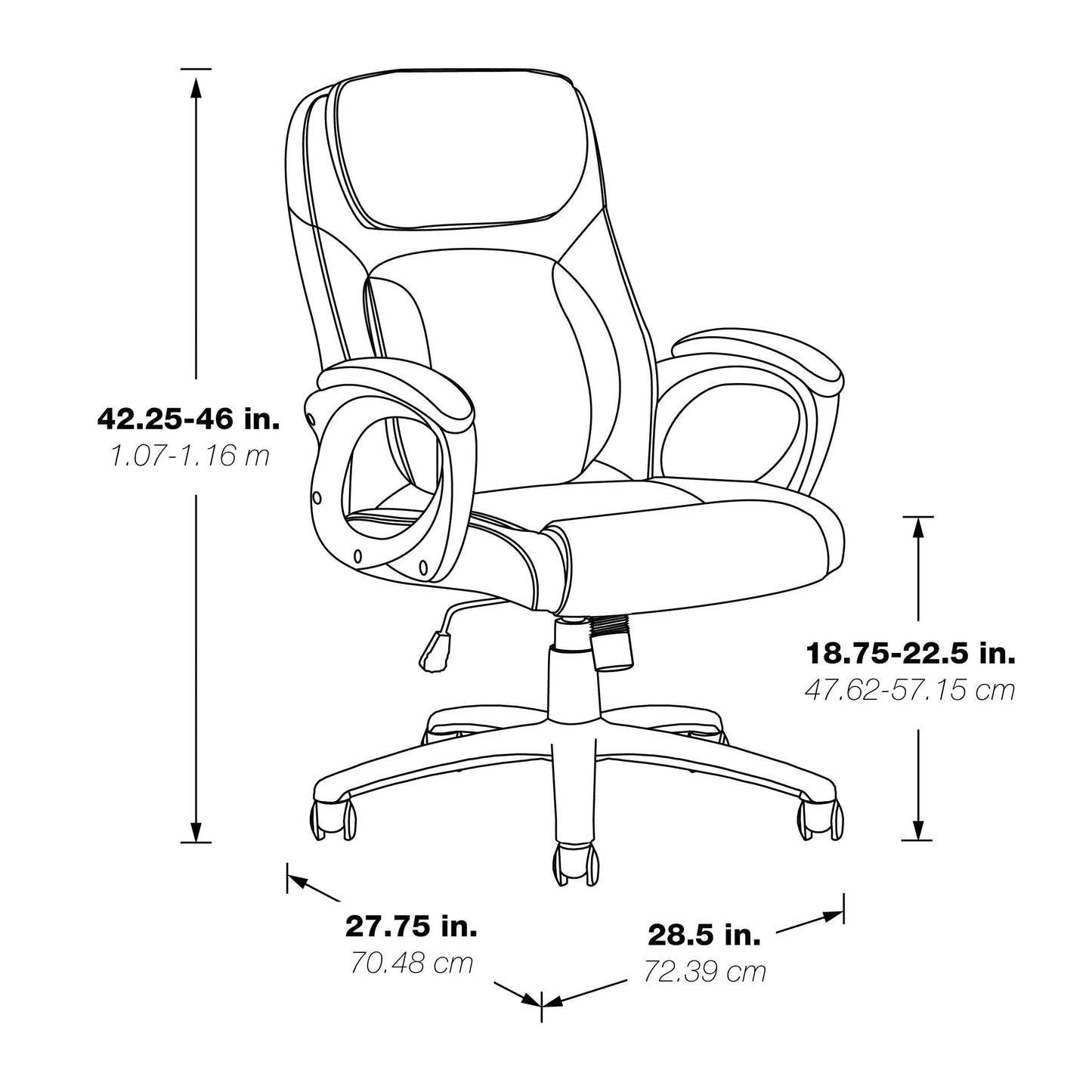 Office Star FL Series Executive Seating Faux Leather Manager's Adjustable Office Chair with Padded Arms, Taupe with Grey Mesh Accents