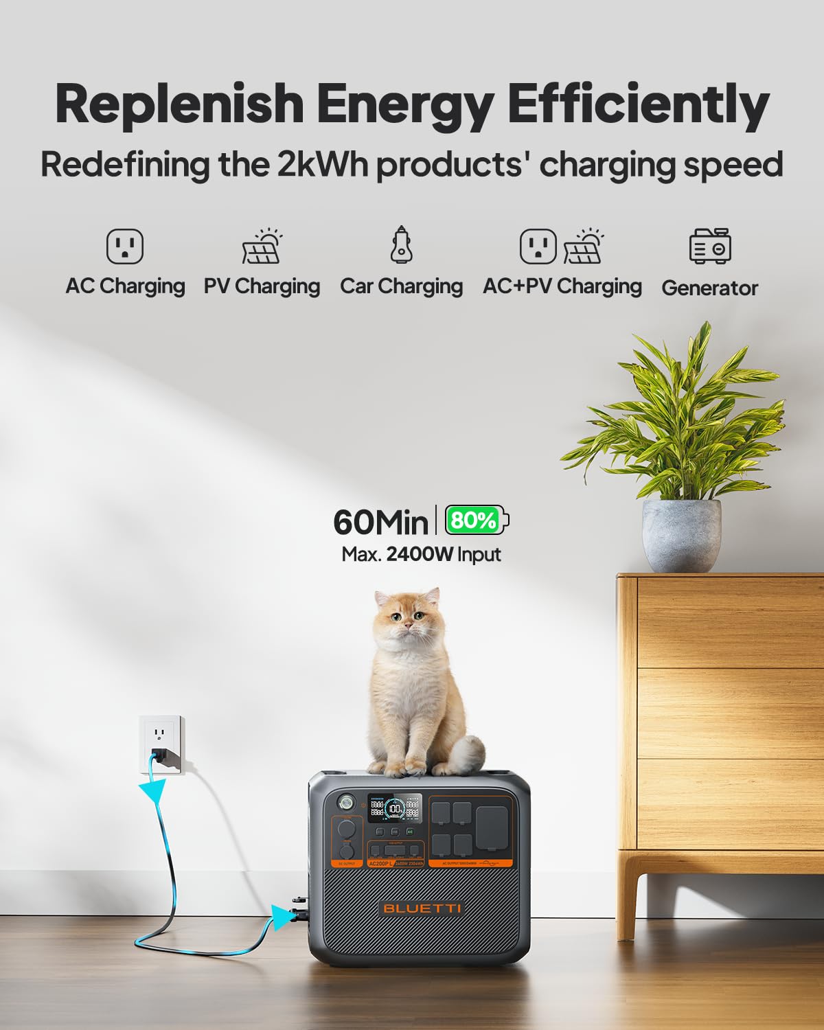 Bluetti Ac200Pl Portable Power Station & Charger 1 (Ships Separately), 2304Wh Lfp Battery Backup, Expandable To 8448Wh W/ 4 2400