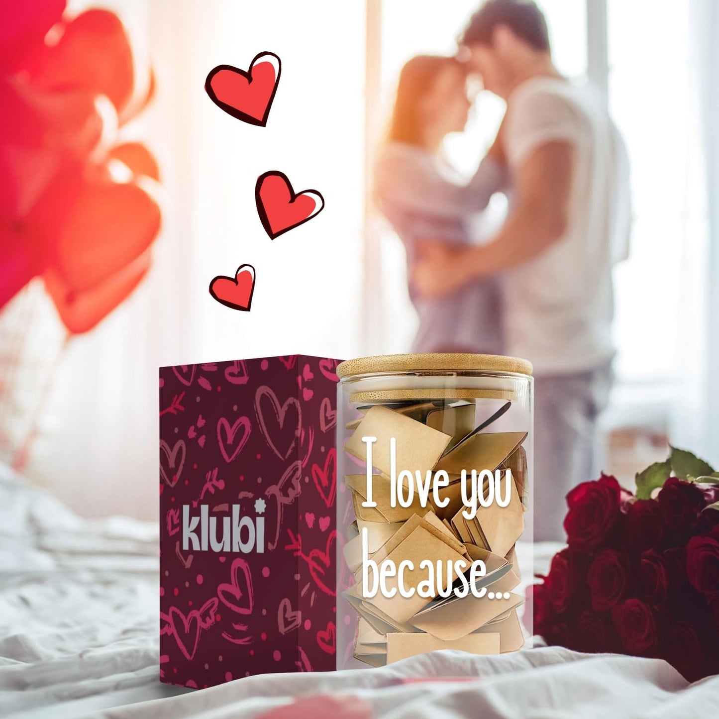 Girlfriend Boyfriend Birthday Gifts I Love You Because Jar Love Note Cup 50 Little Notes In a Jar With Notes Anniversary Present for Men Women Message In The Bottle Gift for Him Reasons Why I Love You
