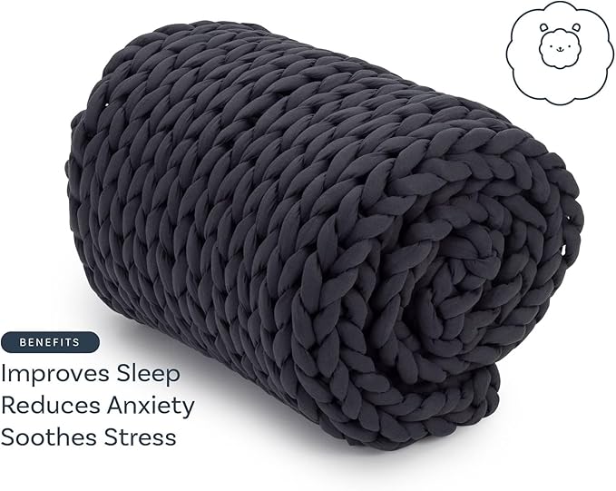 Nuzzie Chunky Knit Weighted Blanket - Breathable, Cooling, Hand Made Knit Throw Blanket for Sleep - Machine Washable, Stylish Design (Forest Green, Full | 16lbs | 48"x72")