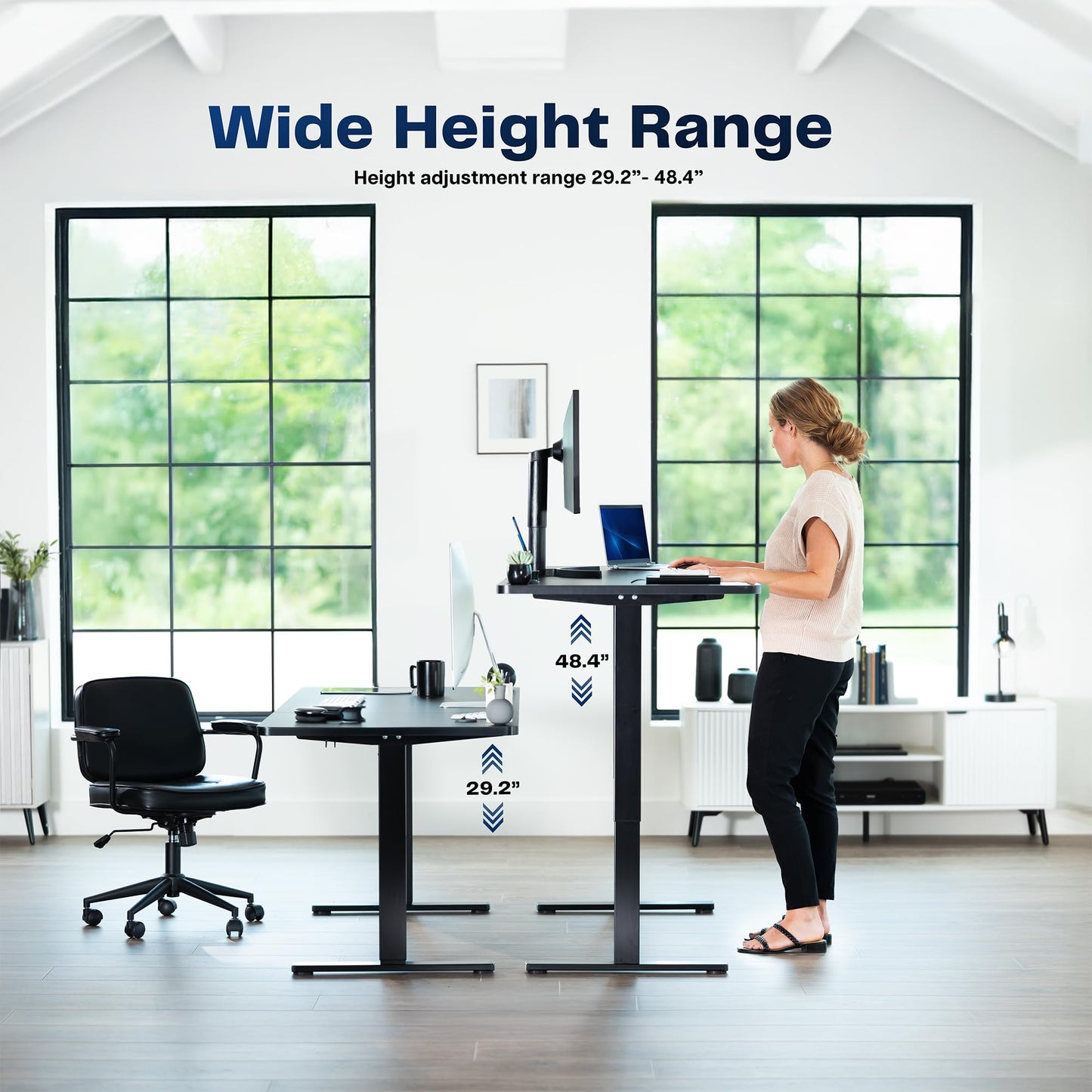 VIVO Electric 43 x 24 in Standing Desk, Memory Height Adjustment, 1B Series, Holds 220 lbs, Black Top, Black Frame, DESK-1B4B