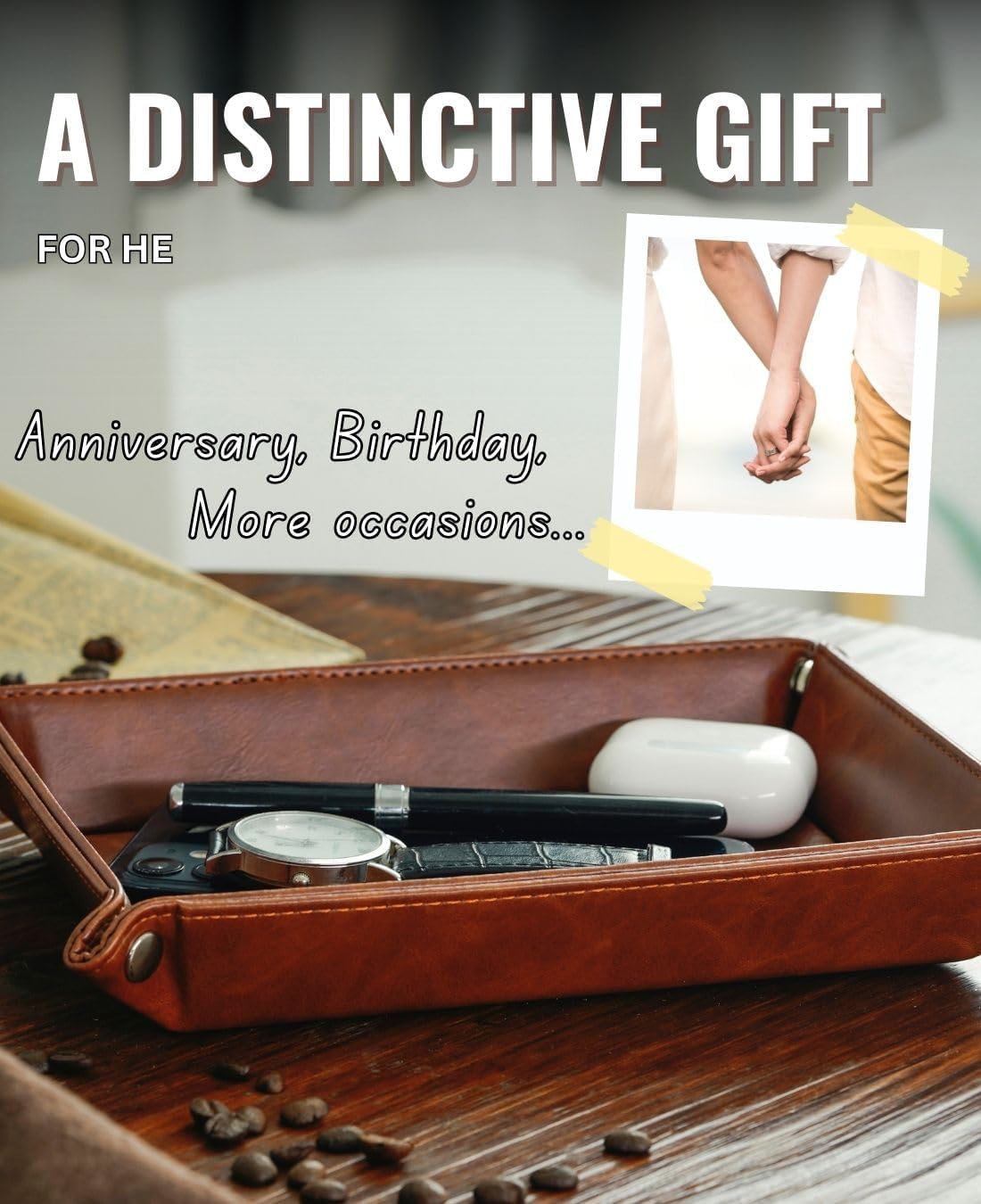 INNObeta Gifts for 3 Year Leather Anniversary for Her, Him, Men, Husband, Gifts for 3rd Anniversary, Marriage Engraved Leather Valet Tray for Anniversary, Birthday - 3 Years