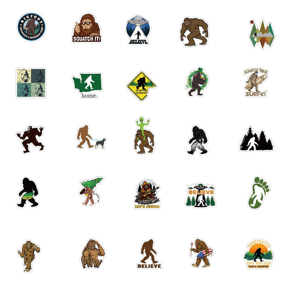 50Pcs Bigfoot Outdoor Nature Vinyls Stickers Laptop Sticker Waterproof Stickers Luggage Skateboard Water Bottle Stickers Decal Bicycle Bumper Snowboard Decorate Gift for Kid