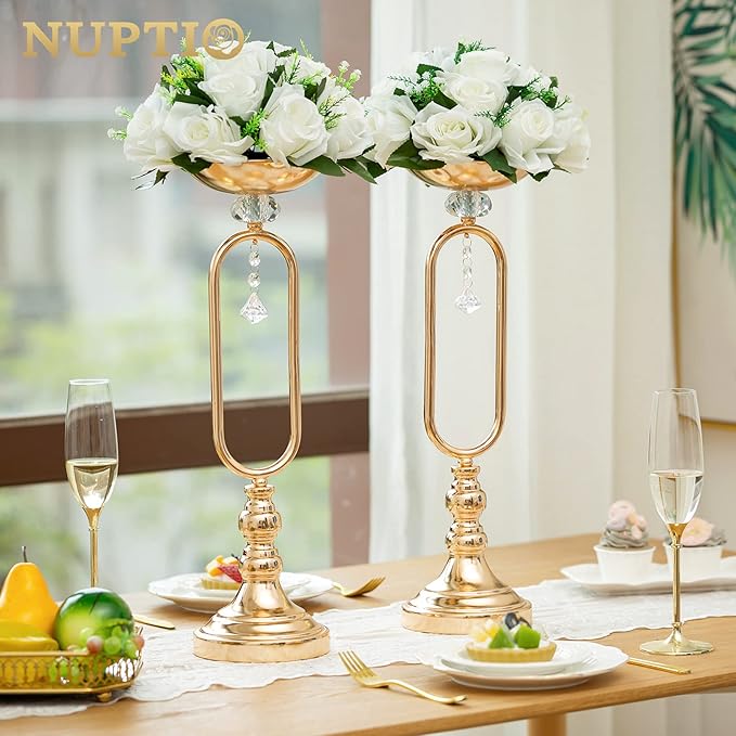 NUPTIO White Flower Centerpieces for Tables: 6 Pcs Artificial Flower Ball Arrangement for Wedding Party - 9.5 Inch Diameter Fake Floral Rose for Bridal Shower Decorations