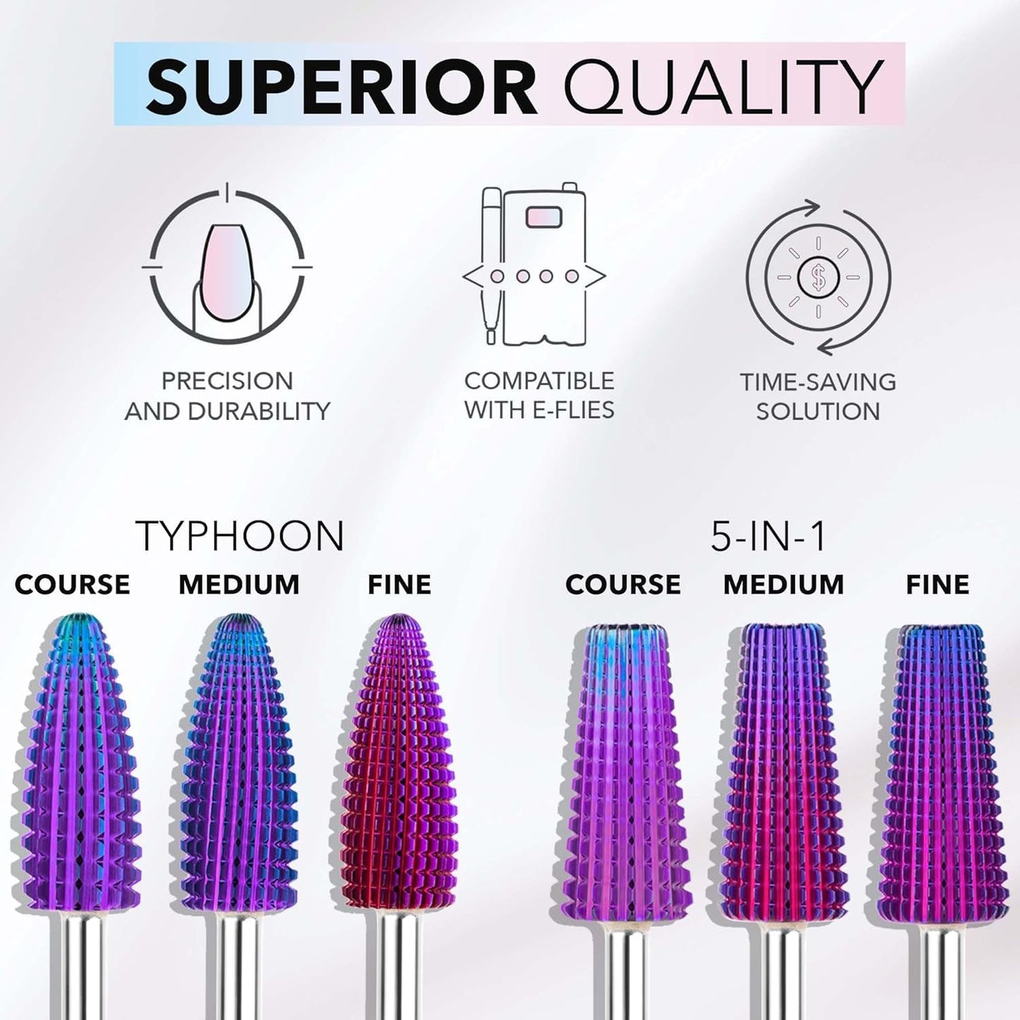 Kiara Sky Purple Drill Bits for E-File Nail Drill (Large Barrel (Medium))