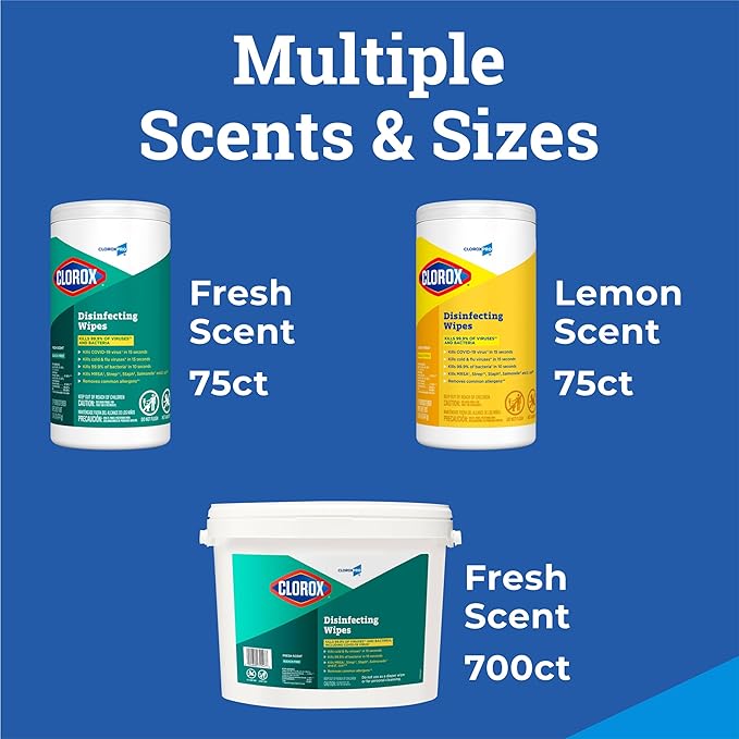CloroxPro Clorox Disinfecting Wipes, Fresh Scent, 75 Count, Pack of 6 (Package May Vary)