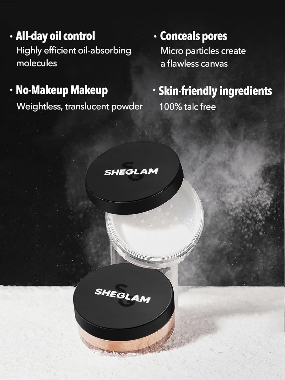 SHEGLAM Baked Glow Setting Powder Oil Control Loose Face Powder Translucent Pore-Less Flawless Smooths Fine Lines Glowy Powder - Light Pink