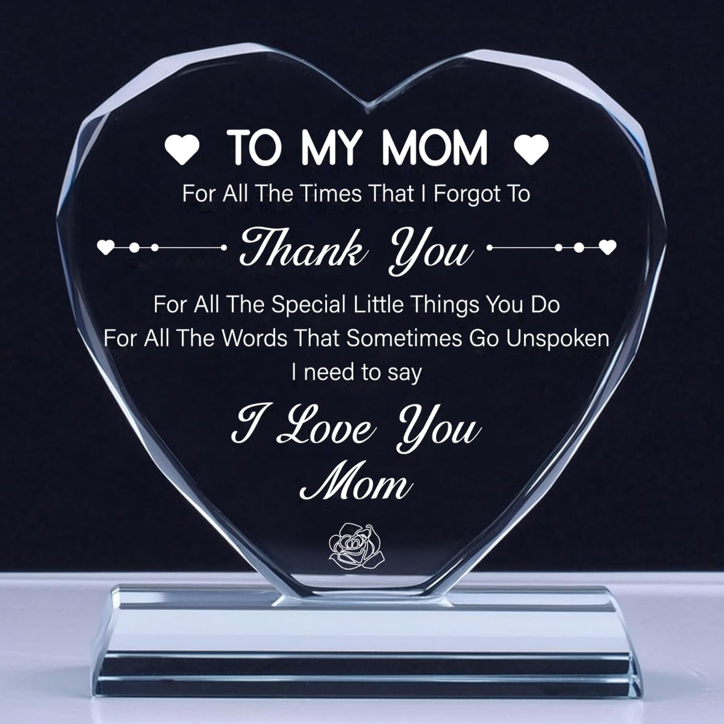 TIKTREE Birthday Gifts for Mom, Mother's Day Gifts from Daughters Sons, Mom Gifts K9 Crystal Keepsake for Mom' Birthday, Thanksgiving, Christmas.