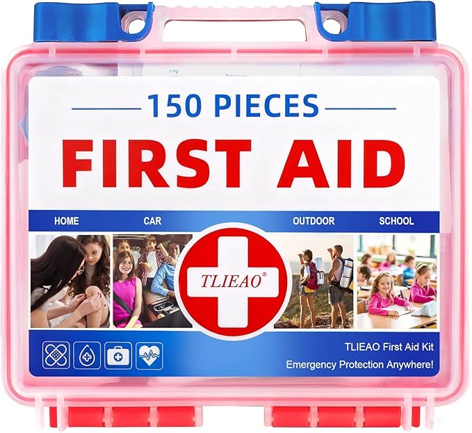 TLIEAO Mini First Aid Kit - 150 Pieces Emergency Medical Kit for Home, Car, Travel, Camping, Truck, Hiking, Sports, Offic...