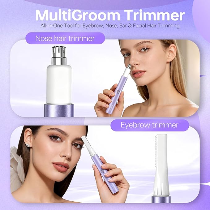 Nose & Eyebrow Hair Trimmer for Women, Facial Hair Shaver Perfect for Face, Ear Nose and Eyebrows Rechargeable