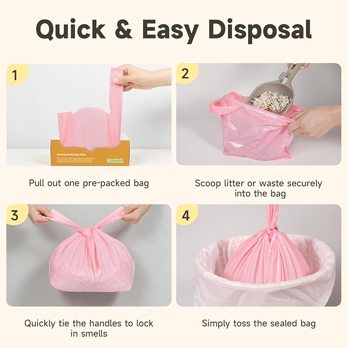 Odor-Sealing Dog Poop Bags with Handles 100 Count Pet Waste Bags, Large Capacity & Unscented Poop Bags for Dogs or Cat Litter, Conceals Smell & Mess (White)