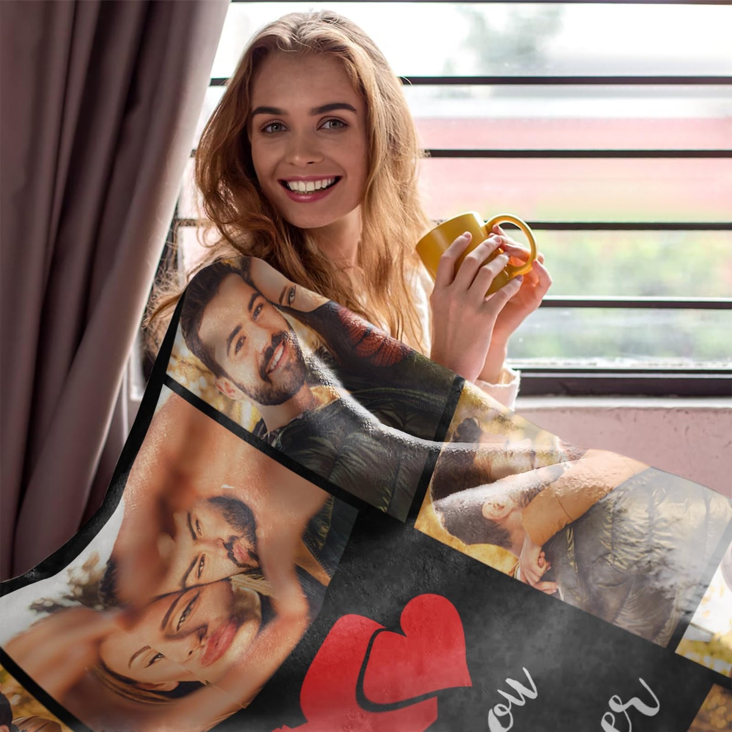 Yoltotude Ships Next Day Custom Blanket with Picture Text Personalized Throw Blanket Photo Collage Blankets Customized Valentines Day Gifts for Couple Girlfriend Boyfriend Her Him Wife Husband
