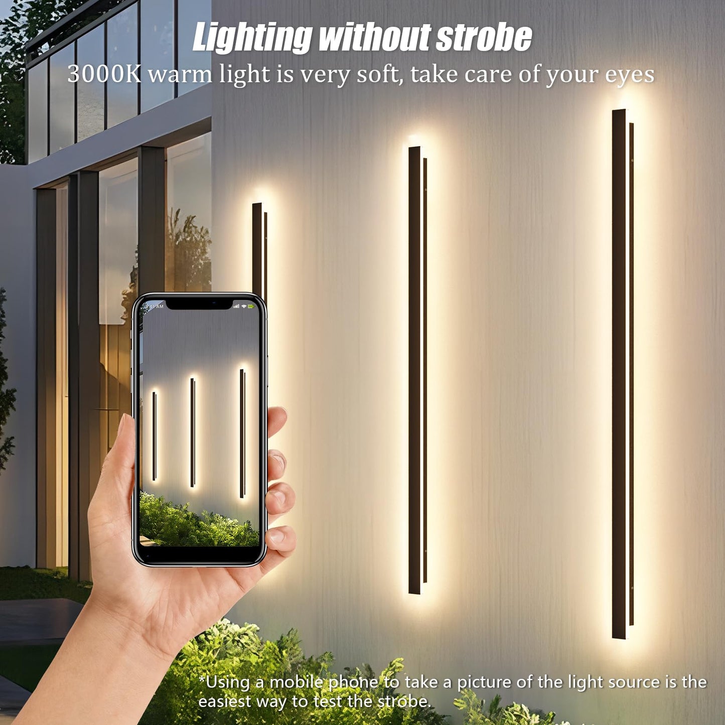 lundwa 2 Pack 56.3inch Long Outdoor LED Wall Lights 45W Black 3000K Warm White Porch Lights Acrylic Waterproof IP65 Exterior Wall Light Fixtures for House Patio Porch Courtyard