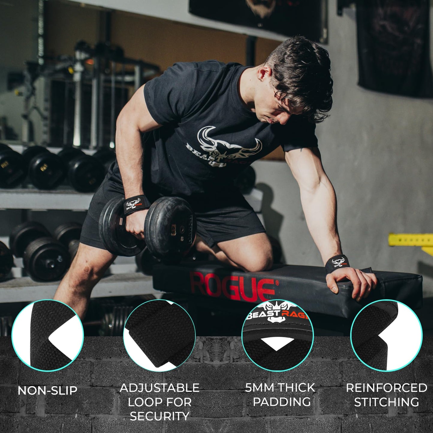 BEAST RAGE Lifting Wrist Straps for Weightlifting, Straps Gym Grip Power Workouts Lifting Straps Padded Cotton Men Women Wrap Lift, Deadlift Bodybuilding Weight Lifting Exercise Straps (Original)