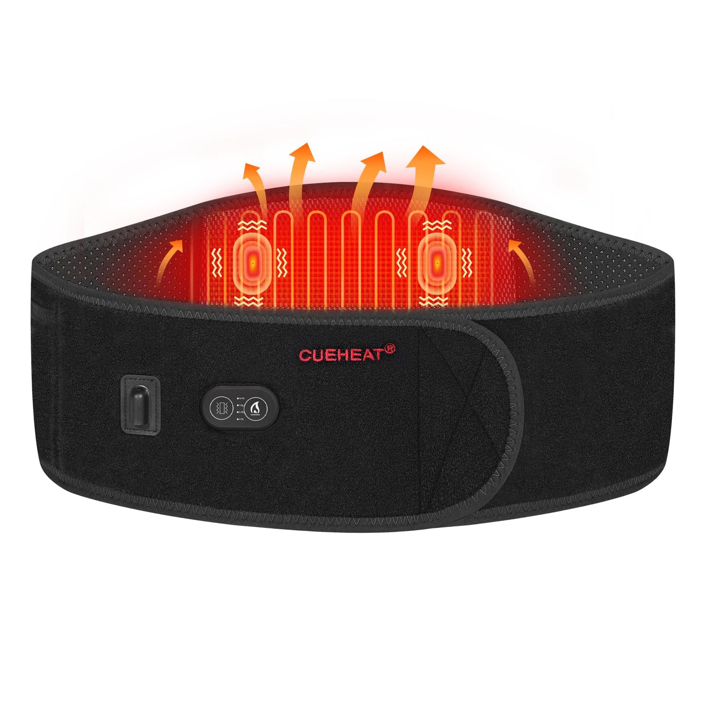 Cueheat Heated Waist Belt - Cordless Heating Pad For Low Back, Electrical Heating And Massage, Rechargeable Battery Powered (Bla