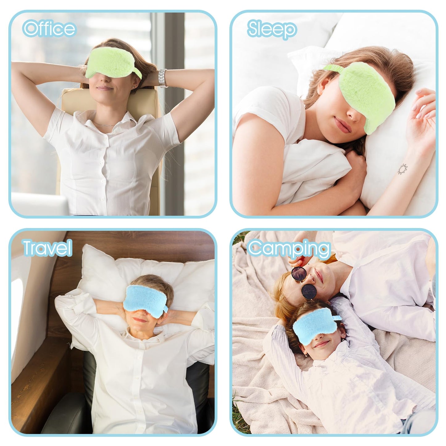 2 Pcs Plush Leopard Eye Mask Soft Sleeping Blindfold Eye Cover Comfortable Furry Faux Fur Sleeping Mask Satin Nap Night Eyeshade Cover for Women Men Gift (Green, Blue)