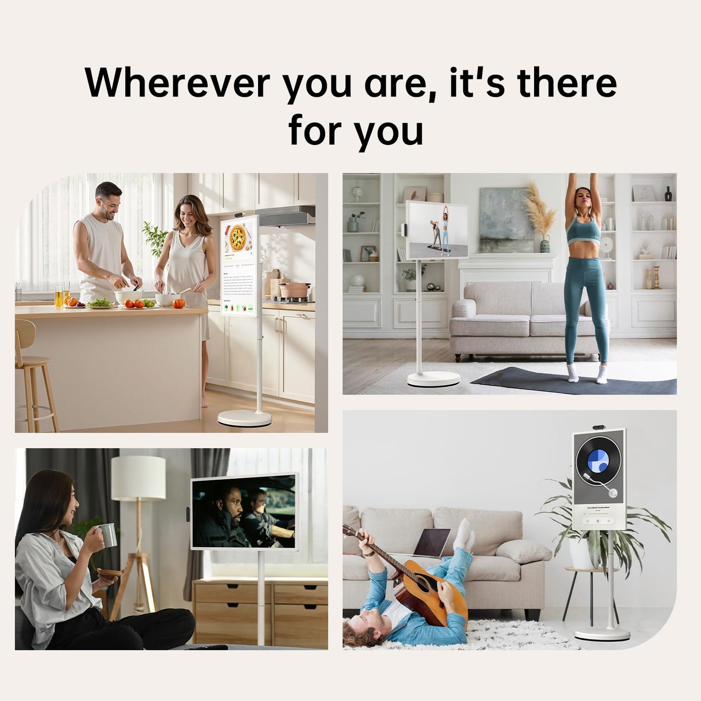 ApoloSign 32 inch FHD Smart Portable TV Gen2, 16G +128G Storage, Android OS, 15000mAh, Rolling TV on Wheels with Rotatable Touch Screen, Built-in Battery, Full Swivel Rotation, Voice Remote