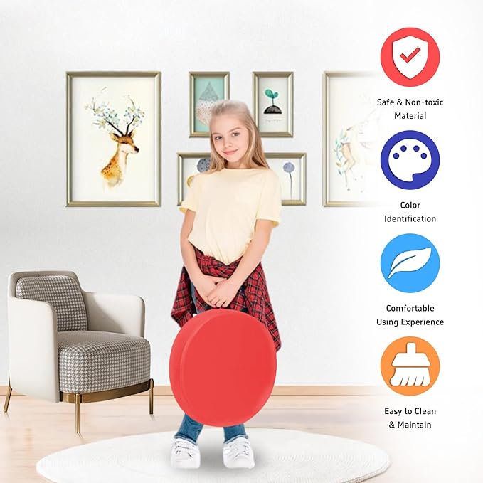 M Mute Touch 6 Pcs Flexible Seating, Waterproof Floor Cushions Easy to Clean and Carry,16''x16''x3'' Soft Seat Cushion for Learning Sitting Daycare Chair Yoga and Meditation (PU Leather)