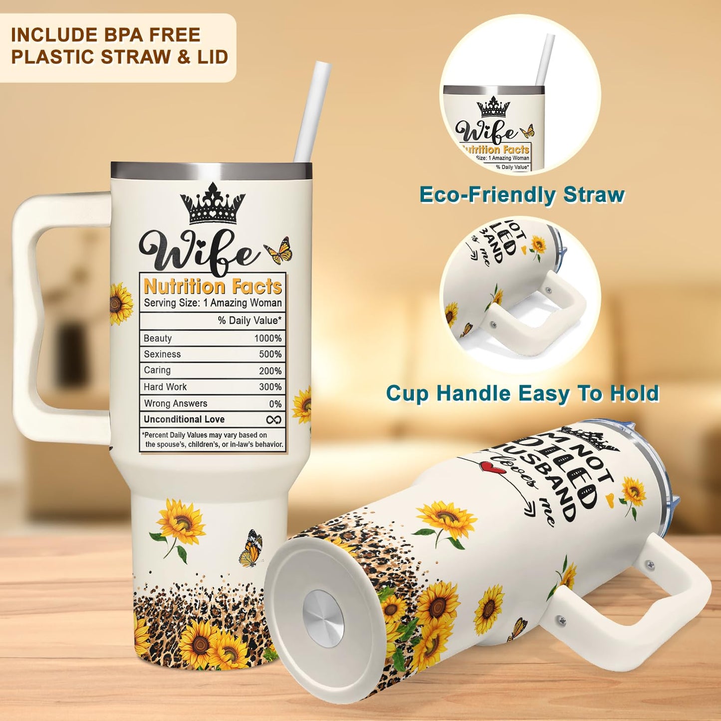 365FURY Mothers Day Gifts For Wife - Gifts for Wife From Husband - Birthday Gift For Wife, Her - Wife Gift - Wedding Anniversary for Wife - 40Oz Tumbler With Handle