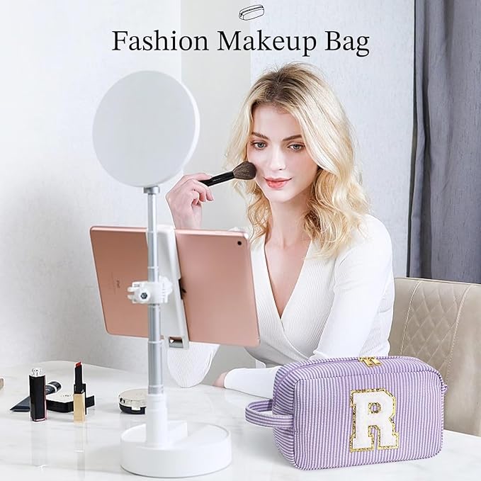 YOOLIFE Gifts for Friends - Personalized Best Friend Birthday Gifts for Women Her Friend Friendship, Sister Gifts from Sister, Personalized Monogram Initial Purple Makeup Bag Cosmetic Toiletry Bag F
