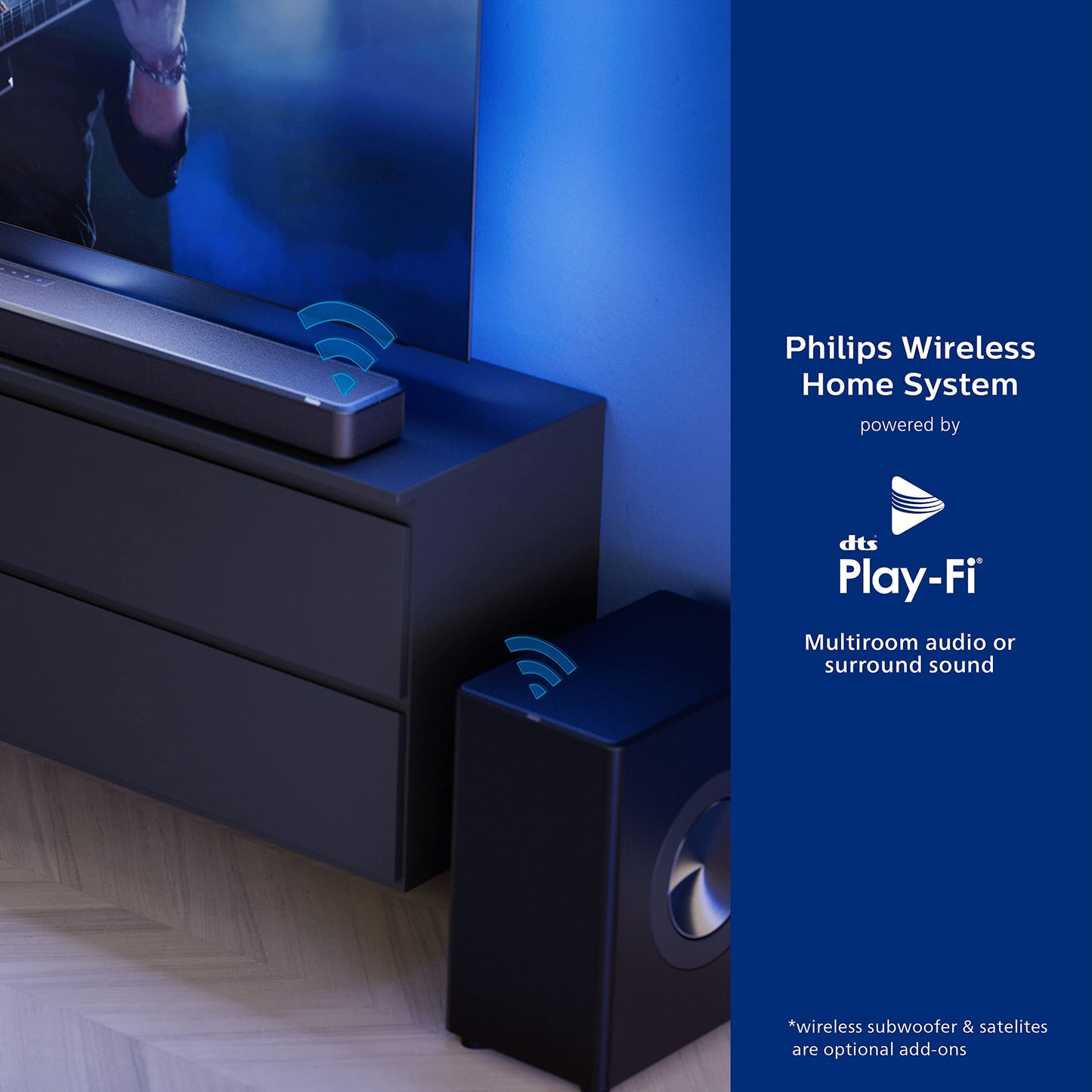 PHILIPS Fidelio FB1 7.1.2-Channel Surround Sound Soundbar with Integrated Dolby Atmos and Subwoofer + DTS Play-Fi, All-in-One, Premium Design and Materials
