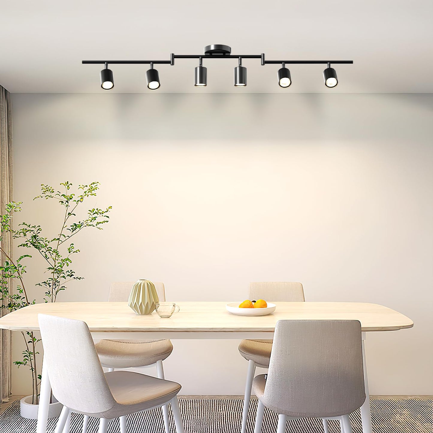 Lavendex LED 8 Light Track Lighting Kit, Dimmable Ceiling Spot Lighting Includes 8 x GU10 Bulb, Modern Track Light Fixture with Rotatable Heads for Kitchen, Living Room, Bedroom