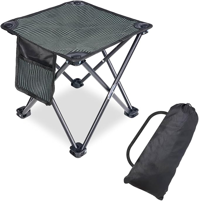 Tevaibo Camping Stool Portable, 13.7 Inch Folding Stool for Outdoor Gardening, Fishing, BBQ, Hiking with Carry Bag(400 LBS...