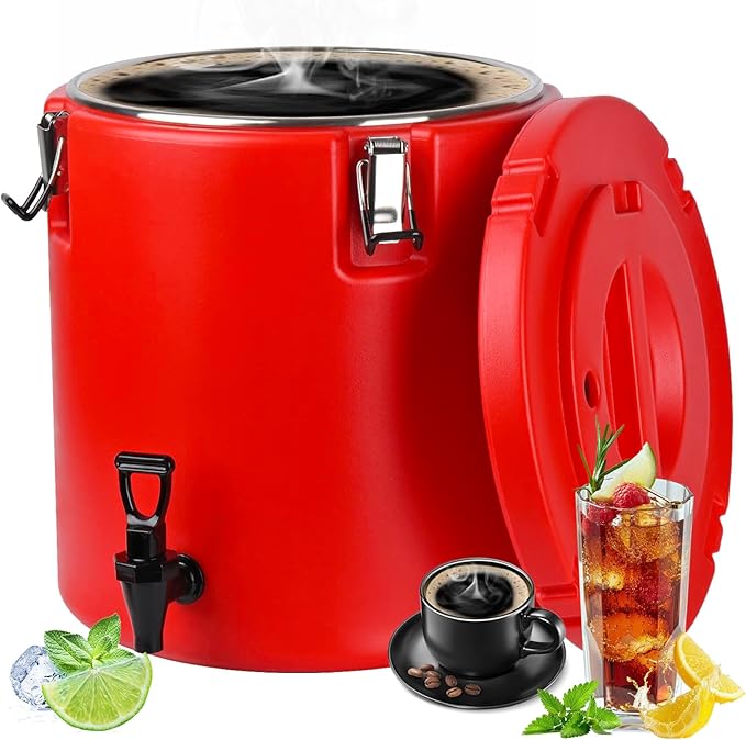 Carivia 8 Gal Insulated Beverage Dispenser, Commercial Cold & Hot Drink Dispenser with 304 Stainless Steel Interior and Sp...