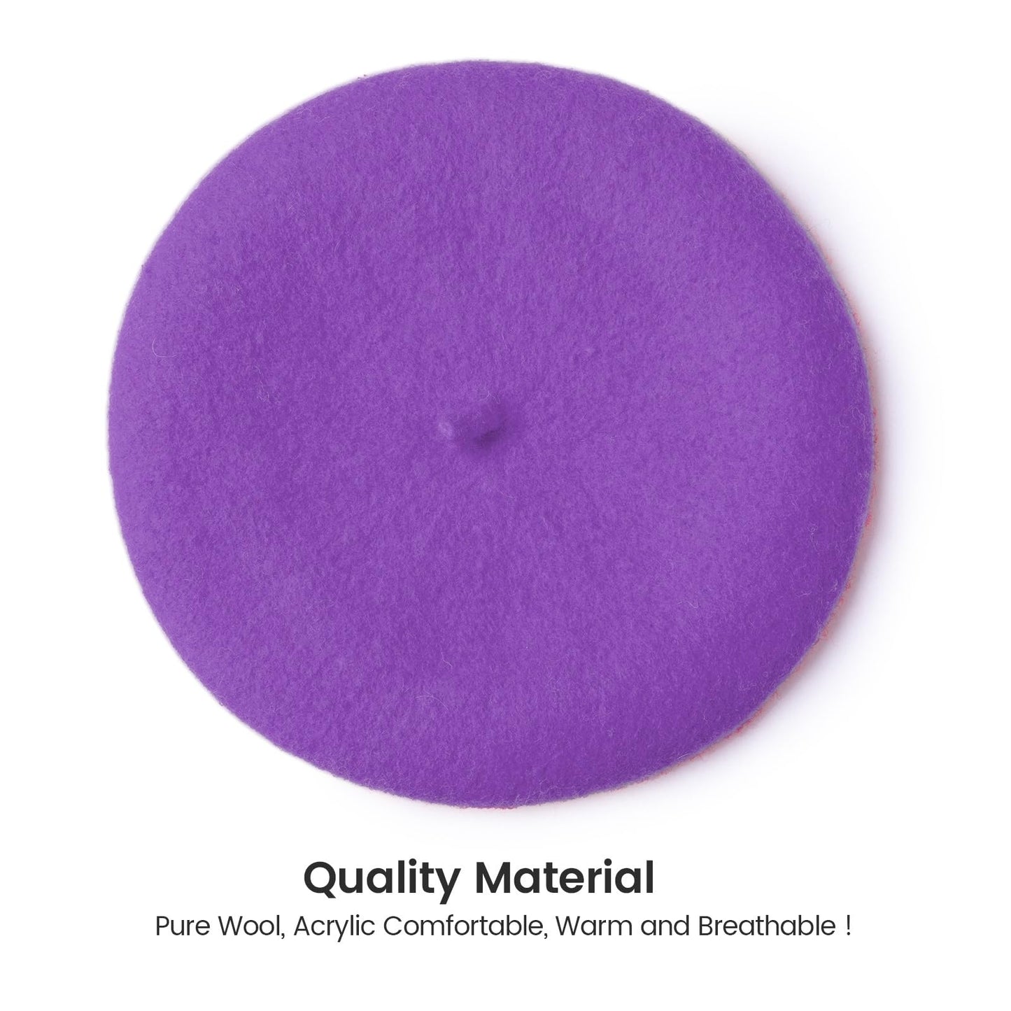 Classic Wool Beret Hats for Women Man Painter hat French Beret for Man Woman Warm Winte. (Purple)