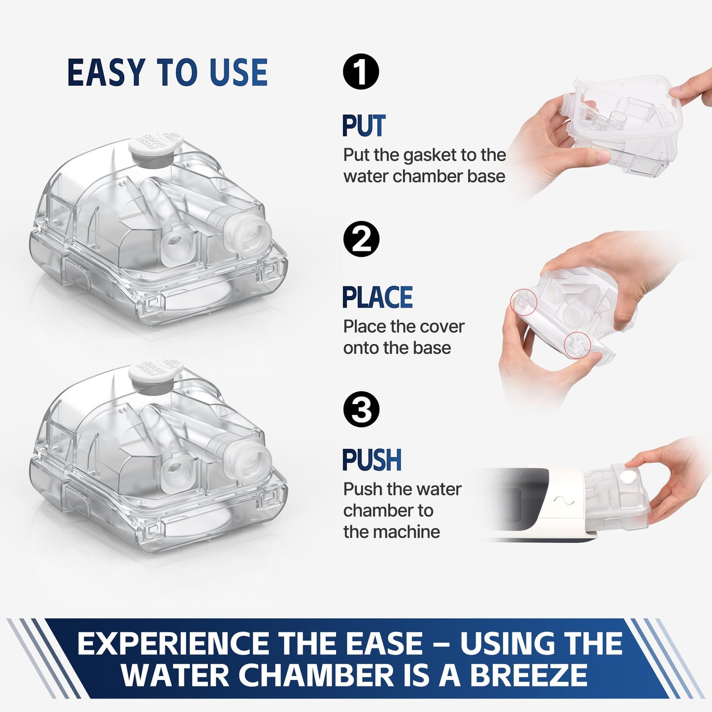2 Packs Water Chamber for Airsense 11 & Aircurve 11, Leak-Free & Consistent Humidity Replacement CPAP Water Chamber with Top-Fill Port Technology, HumidAir Water Tank for ResMed Airsense 11 Supplies