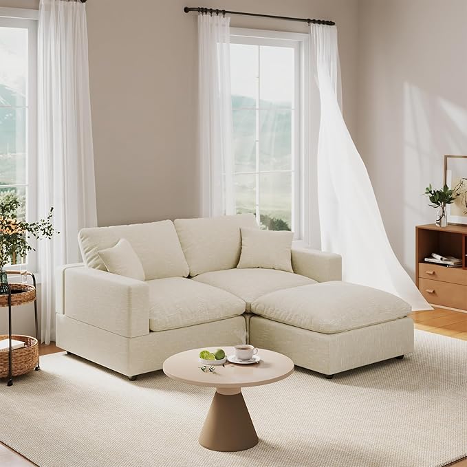 Modular Sectional Sofa Cloud Couch for Living Room, Modern Minimalist Comfy Deep Sofa Couches, Upholstered Couch with Removable & Washable Cushion Covers, Wide Armrest, Filled with Down and Cotton