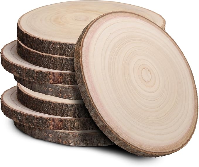 Wood Slices for Centerpieces, Wood Rounds Cookies for Crafts, Rustic Wood Circles & Slabs, Wooden Discs for Tables Decor-f...