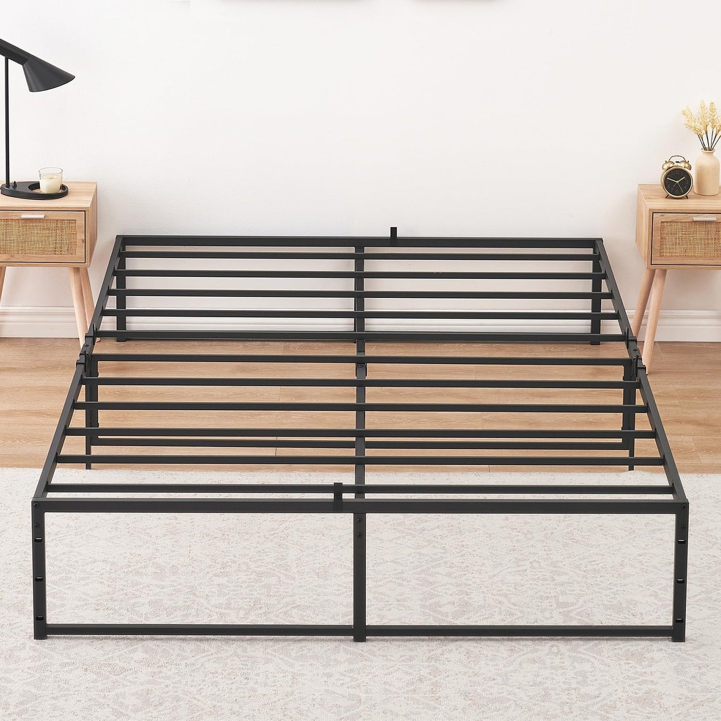 SLEKVERSA 14" Twin Size Metal Bed Frame with 3 in 1 Steel Support, Heavy Duty Metal Twin Platform Bed Frame, No Box Spring Needed, Easy to Assemble for Bedroom Apartment (Twin)