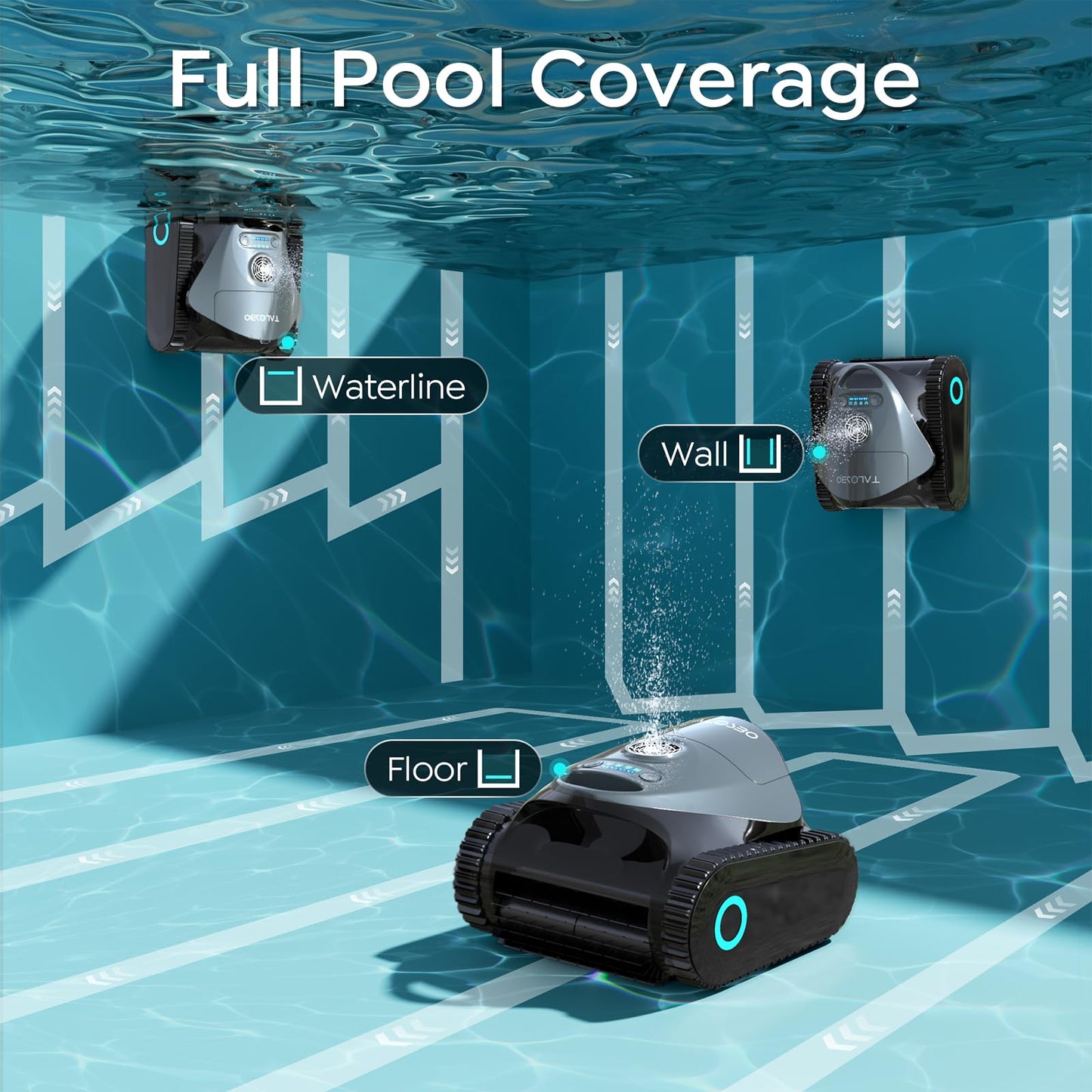 (2026 New) TALOSBO C1 Robotic Pool Cleaner, 180 Mins, Ultra-Strong Suction, Wall & Waterline Cleaning, Pool Vacuum for Inground Pools up to 1615 sq.ft, Dual Filtration, Smart Navigation, App Support