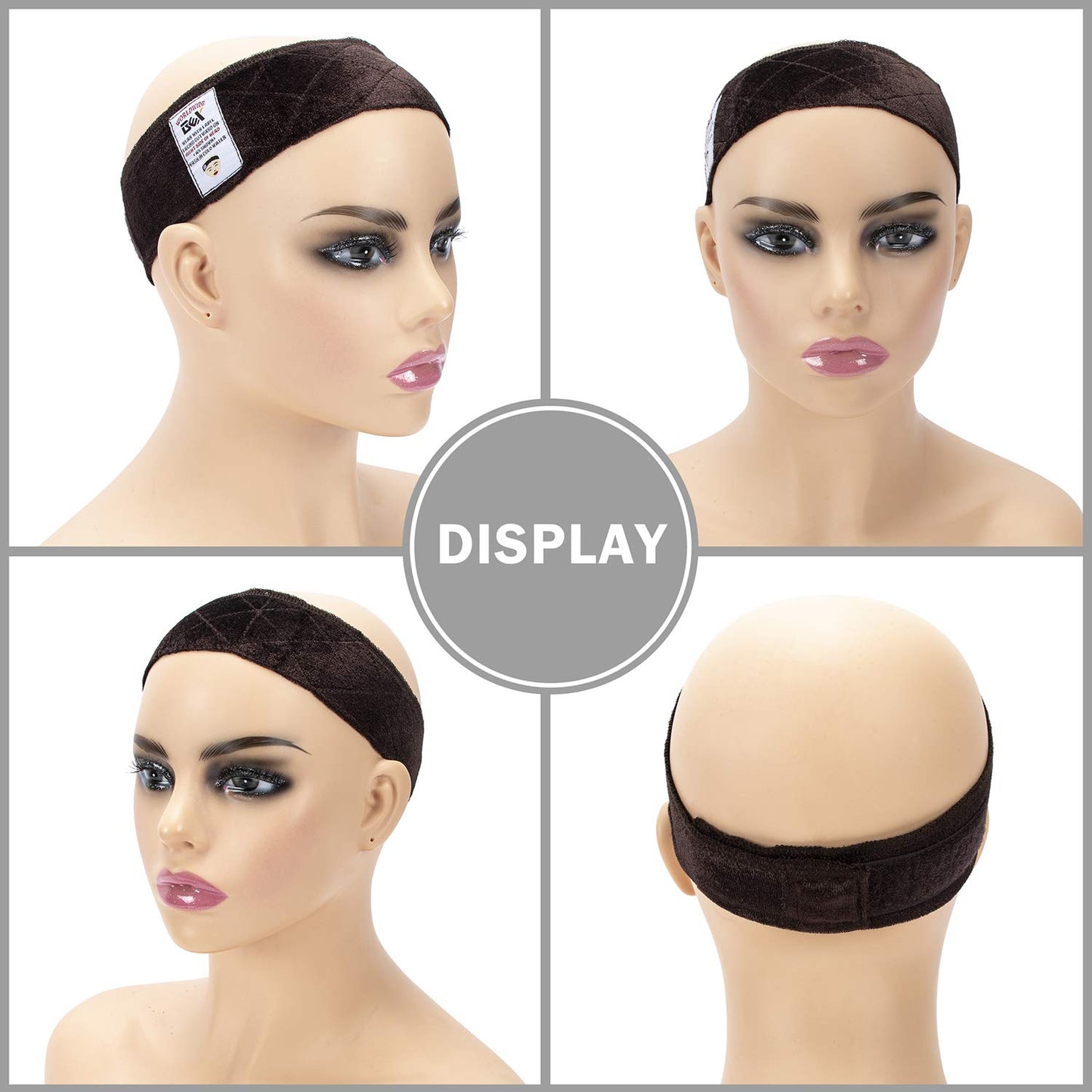 gexworldwide GEX Wig Grip Band Adjustable Velvet Non-Slip Breathable Head Band to Keep Wig Secured and Prevent Headaches (Brown)