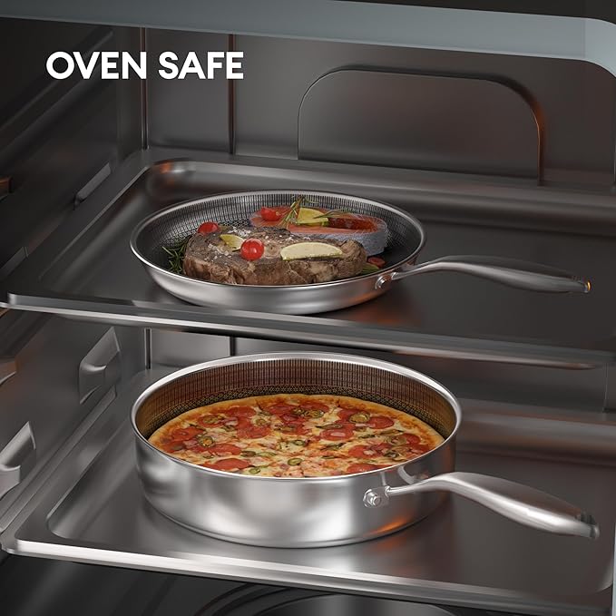 COOKER KING Stainless Steel Cookware Set, Pots and Pans Set with Lids, Frying Pans, Saucepan, Saute Pan & Stock Pot, Non Stick, Non Toxic, Induction, Oven, Dishwasher Safe, PFOA Free