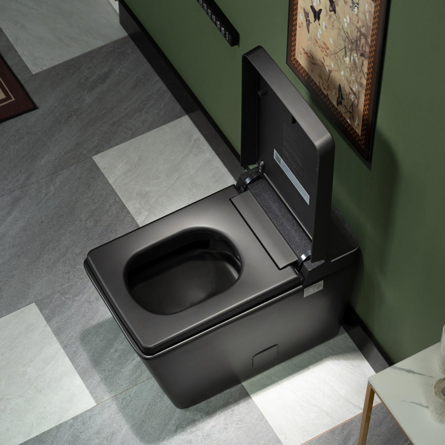 WOODBRIDGE One-Piece Square Smart Toilet with Tank, Auto Open & Close, Foot Sensor, Auto Flush, Multiple Spray Modes, Heated Seat, Warm Water, Air Dryer, Matte Black