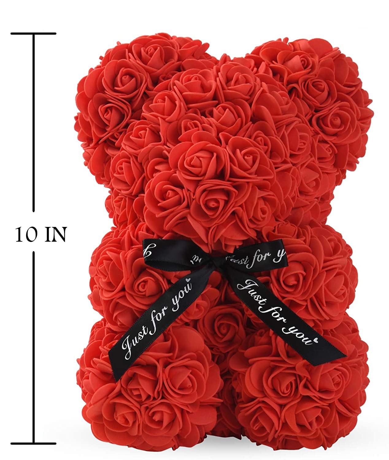 KZEBRA Rose Bear Xamas Gift for Girlfriend, Forever Rose Preserved Flowers Cub for Her Valentines Day, Wedding, Mothers Day, Date, Birthday and Anniversary with Transparent Box