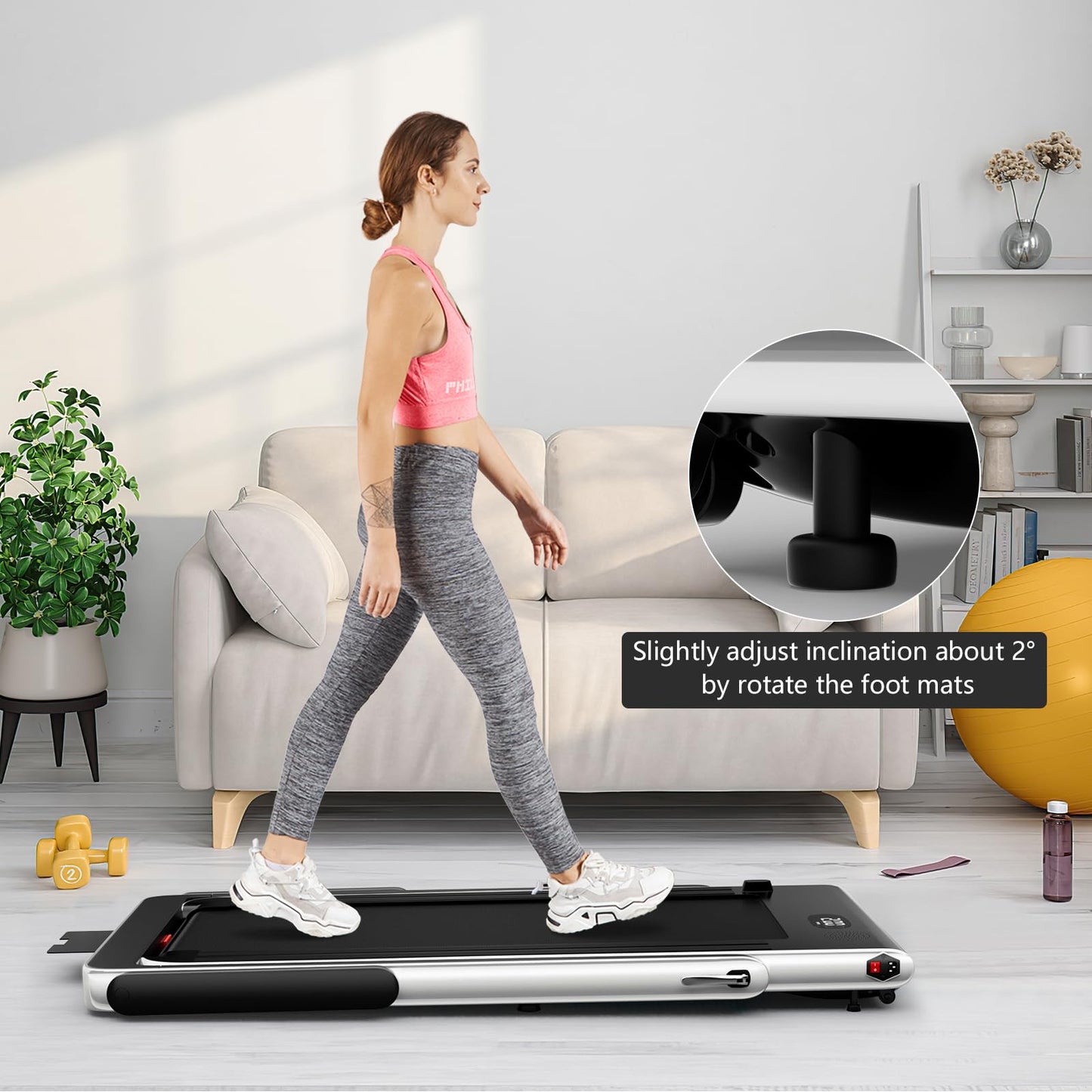 Goplus 2 in 1 Folding Treadmill, 2.25HP Superfit Under Desk Electric Treadmill, Installation-Free with Remote Control, APP Control and LED Display, Walking Jogging for Home Office