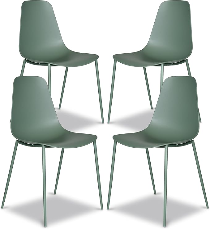 Poly & BARK Isla Modern Kitchen Chairs Set of 4 - Plastic Dining Chair with Metal Legs - Quick Assembly Simple Cafe Chairs...