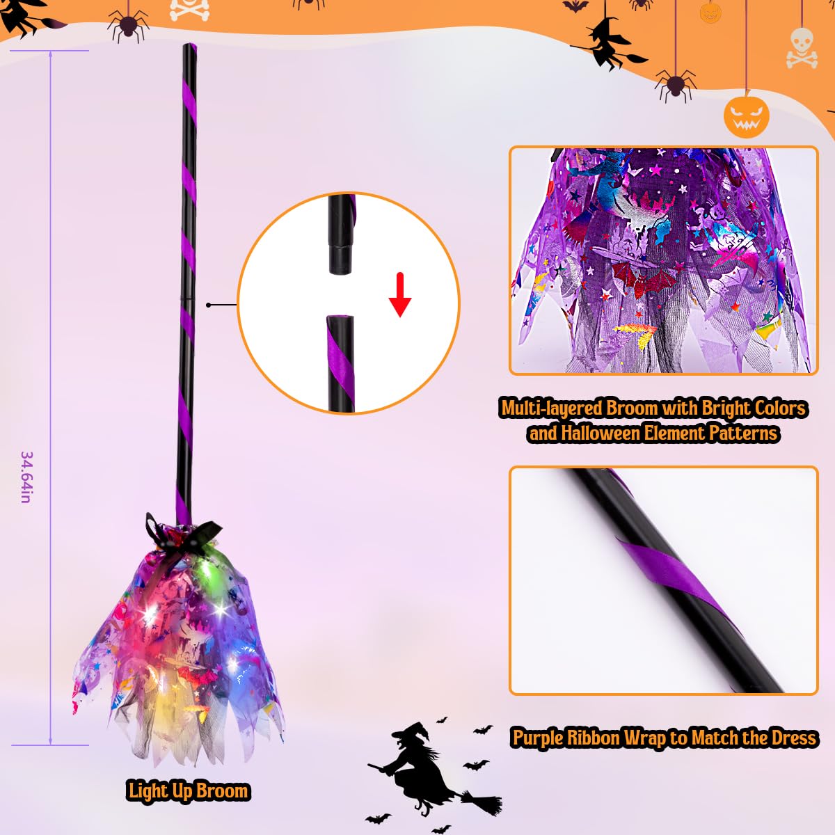 Meland Witch Costume - Light Up Toddler Witch, Girls' Halloween Costume, Ages 4-11