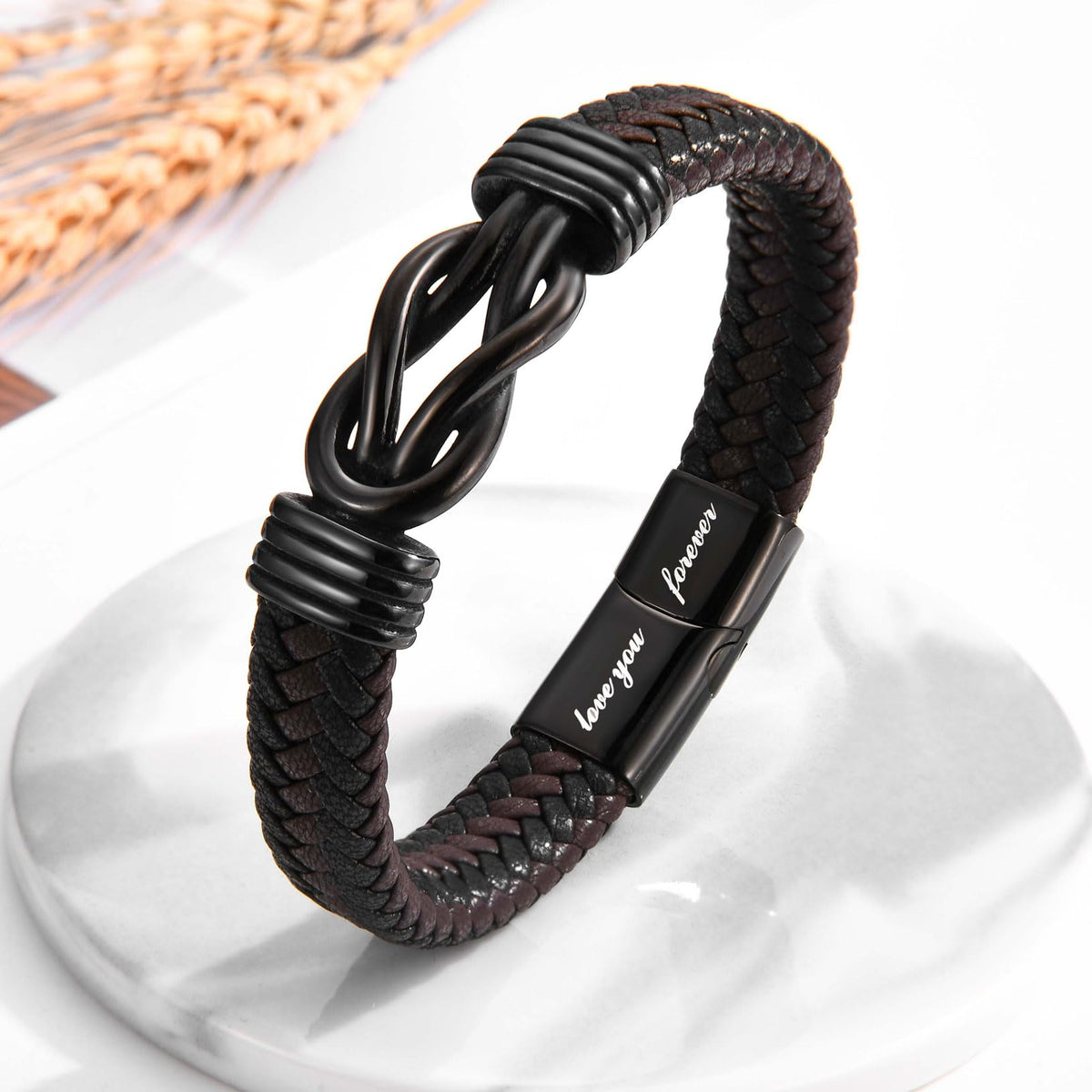 WIKHIA Gifts for Brother from Brother Sister, Cool Infinity Leather Bracelet Christmas Birthday Jewelry Present Ideas for Men