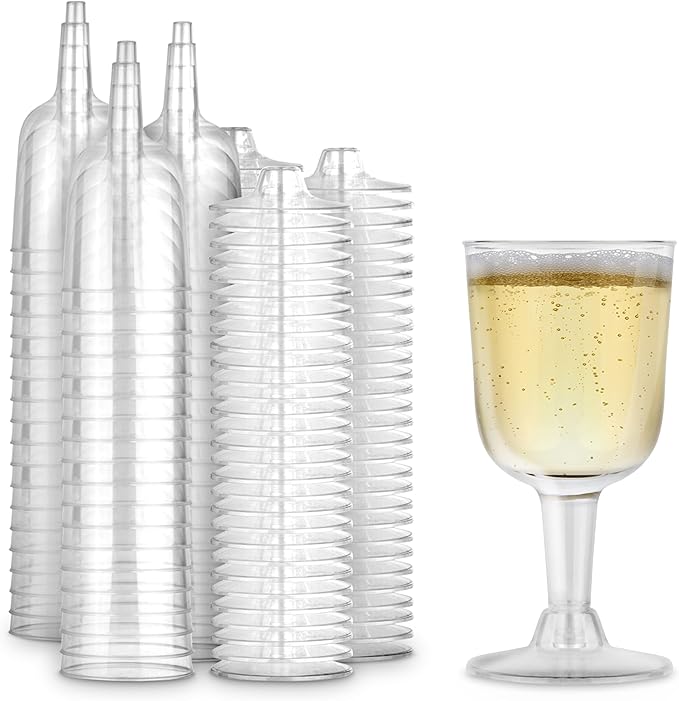 Stock Your Home 5 oz Clear Plastic Wine Glass (80 Pack) - BPA Free & Recyclable - Shatterproof Wine Goblet - Disposable & ...