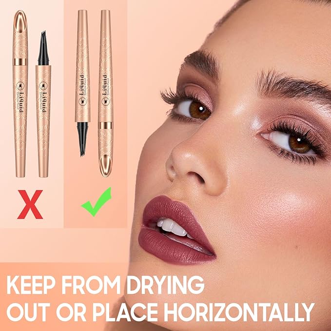 Eyebrow pen - Liquid Eye Brow Microblading Pencil With Micro 4 Point Lift & Brow Pen Snatch, Long-Lasting Waterproof Eyebrow Pencils for Women (Black)