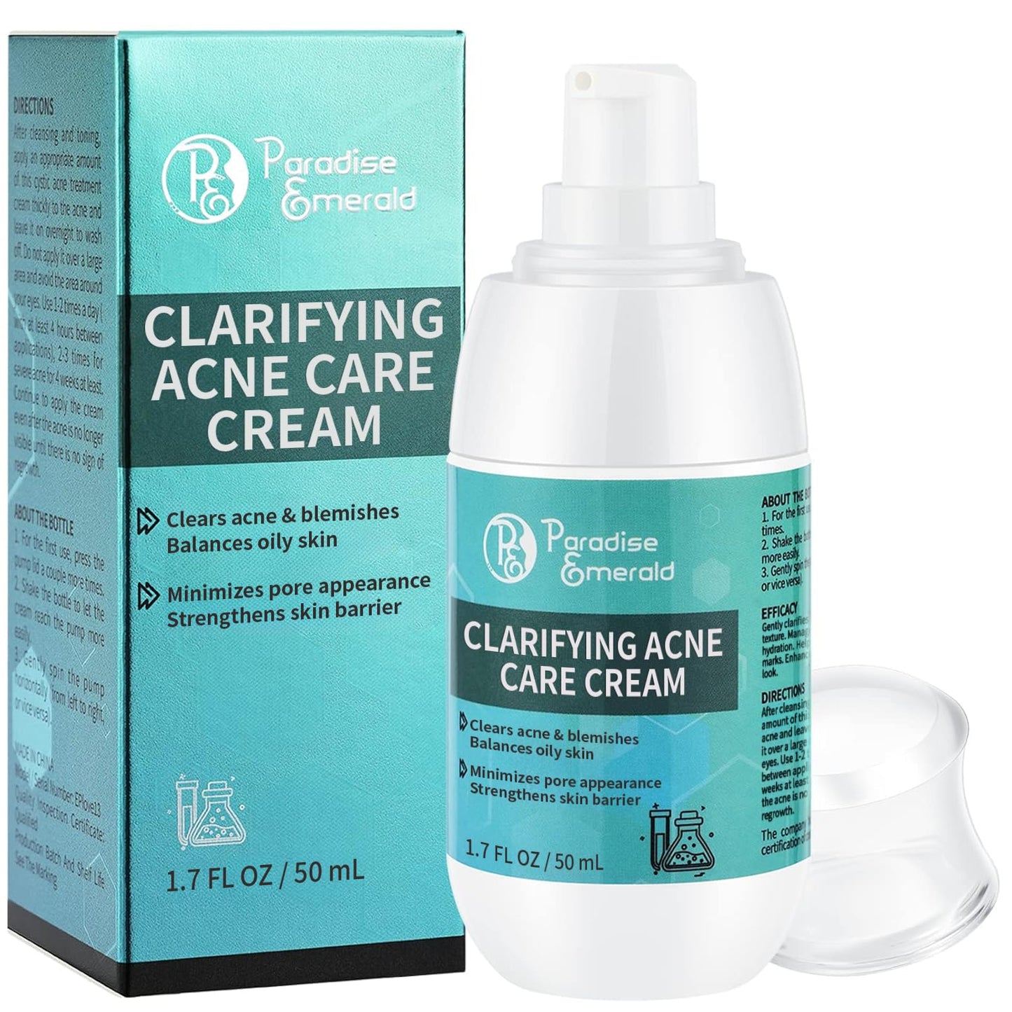 Paradise Emerald Acne Treatment for Face: Salicylic Acid Serum for Acne-Prone Men Women - Pimple Cream for Body Back