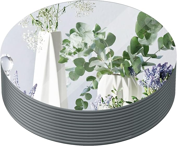 Yuzeyurun 12" Round Mirror Centerpieces for Tables, 12Pcs Glass Mirror Trays for Wedding, Party, Christmas Decorations, Mi...